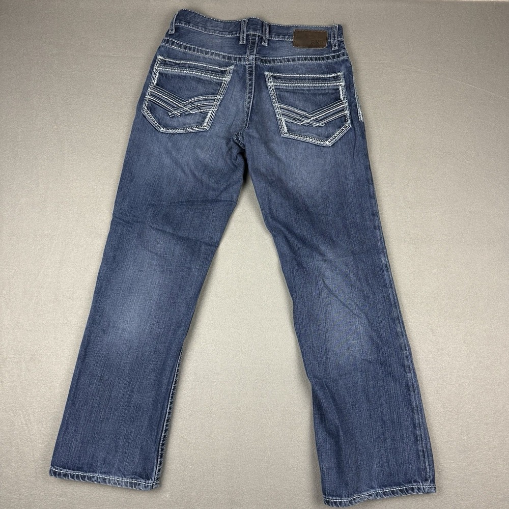 BKE Jeans Mens 31x31 31S Blue Jake Bootcut Western Faded Thick Stitch‎